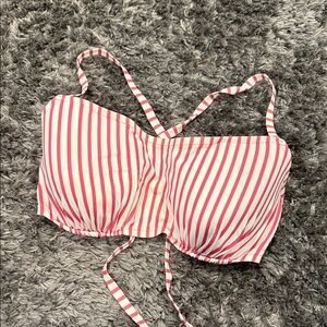 Shade & Shore Pink and White Striped Bikini Top